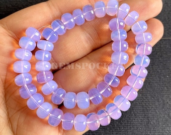 Lavender Quartz Smooth Rondelle Shape Beads, Lavender Quartz Beads, Hydro Quartz Beads, Scorolite Quartz For Jewelry Making, 8 Inches Strand