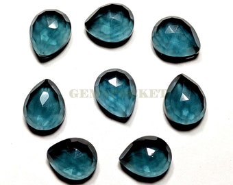 London Blue Quartz Gemstone Cabochon, London Blue Quartz Rose Cut Pear Cabochon, London Blue Quartz Loose Gemstone, London Blue Quartz Lot