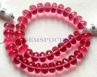 Pink Tourmaline Quartz Beads, Tourmaline Quartz Faceted Rondelle Beads, Pink Quartz Beads, AAA Quality Briolettes Beads, 8 Inches Strand