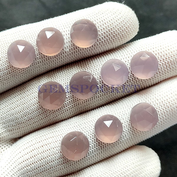 Lavender Chalcedony Gemstone Cabochon, Lavender Chalcedony Rose Cut Round Cabochon, Lavender Chalcedony Loose Gemstone Lot, Chalcedony Lot