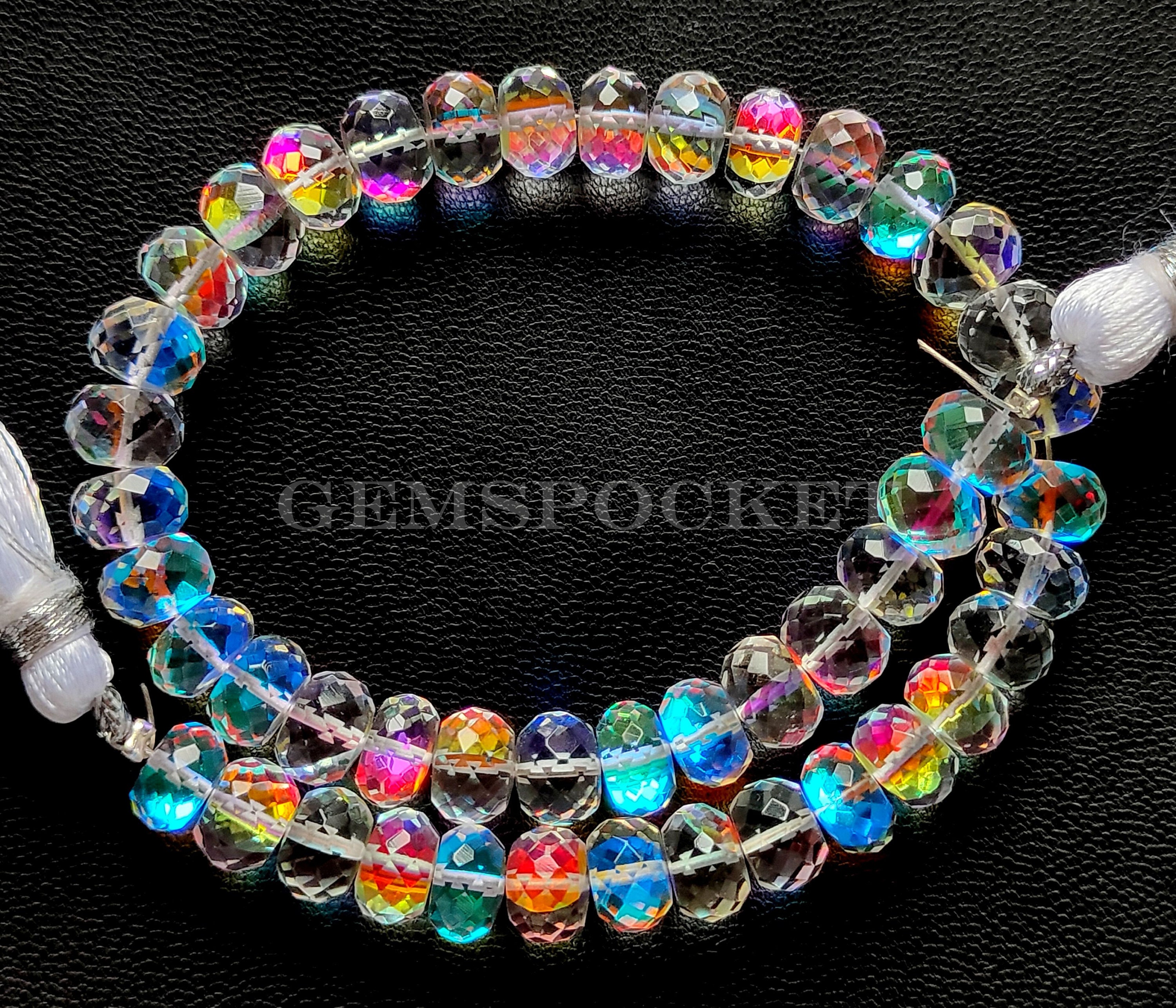 Fire Rainbow Quartz Rondelle Beads, Rainbow Quartz Faceted Rondelle Beads, Mystic Quartz Beads, AAA Quality Briolettes Beads 8 Inches Strand