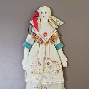 Upcycled Vintage Fabric doll, Cloth doll handmade from vintage fabrics, laces, and linens, OOAK,