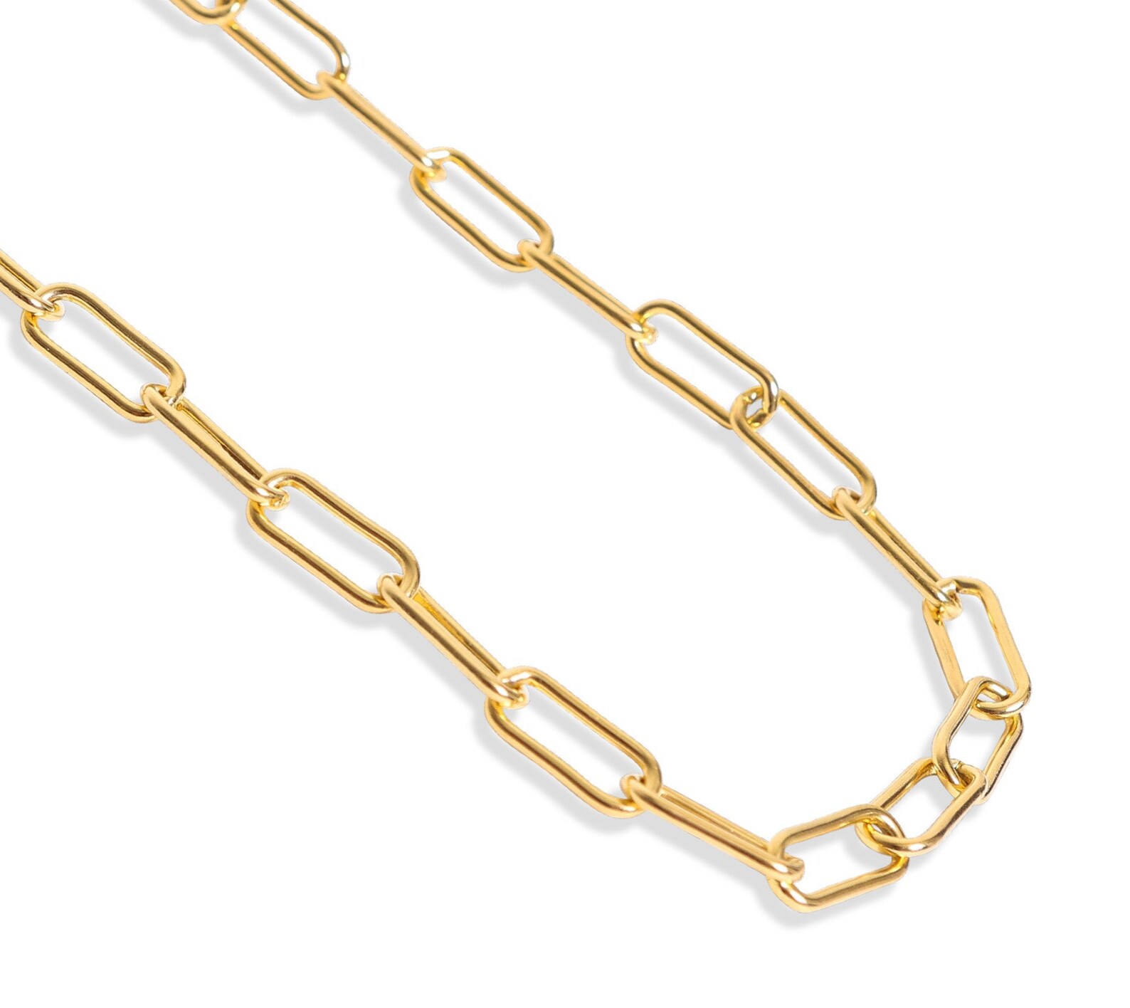 18K Gold Paperclip Chain Necklace Delicate Gold Choker Chain Necklace