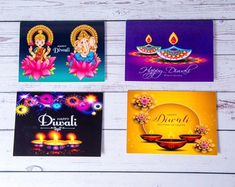 Elegant Diwali Multipack and Single card| Diwali greeting cards| Deepavali Cards| Laxmi & Ganesh Card| Firework Diwali card| Pack of 4 cards