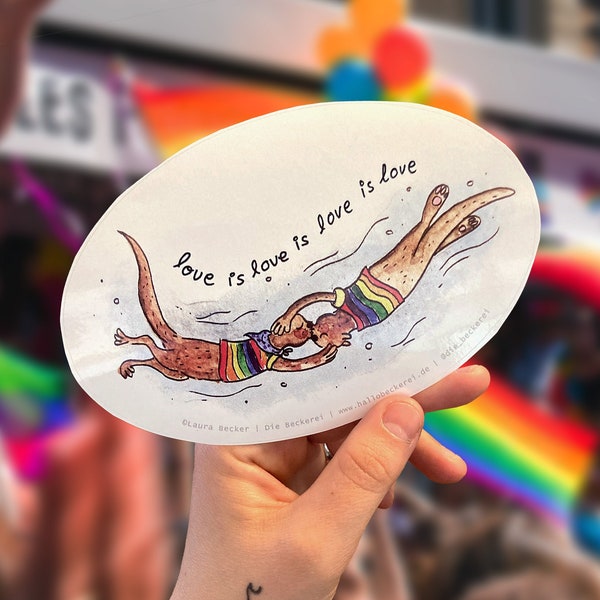 Pride Sticker - Otter Liebe "Love is Love" - LGBTQIA, CSD