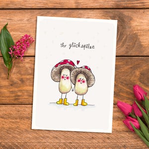 Karte "Ihr Glückspilze" zur Hochzeit