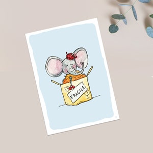 Babyelefant in Box - Babykarte zur Geburt