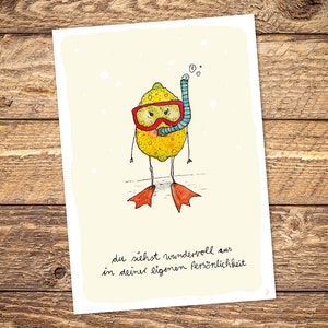 Zitrone Postkarte "Einzigartig"