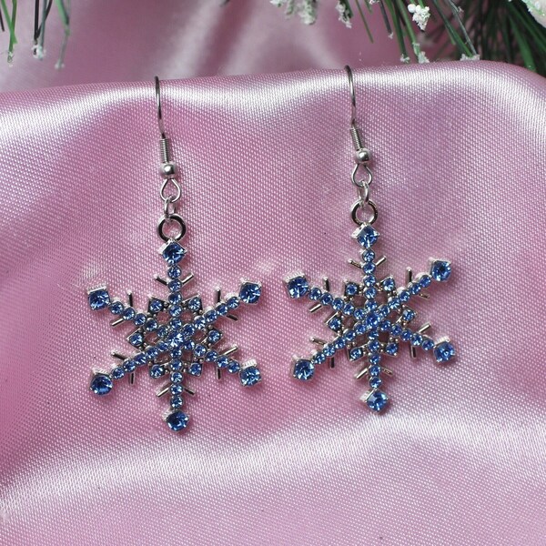 Frosted Pink Snowflake Earrings