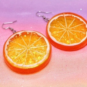 Orecchini a forma di fetta d&#39;arancia, ganci in acciaio, grandi gioielli con frutta, divertente accessorio estivo, estetica Y2K, regalo originale