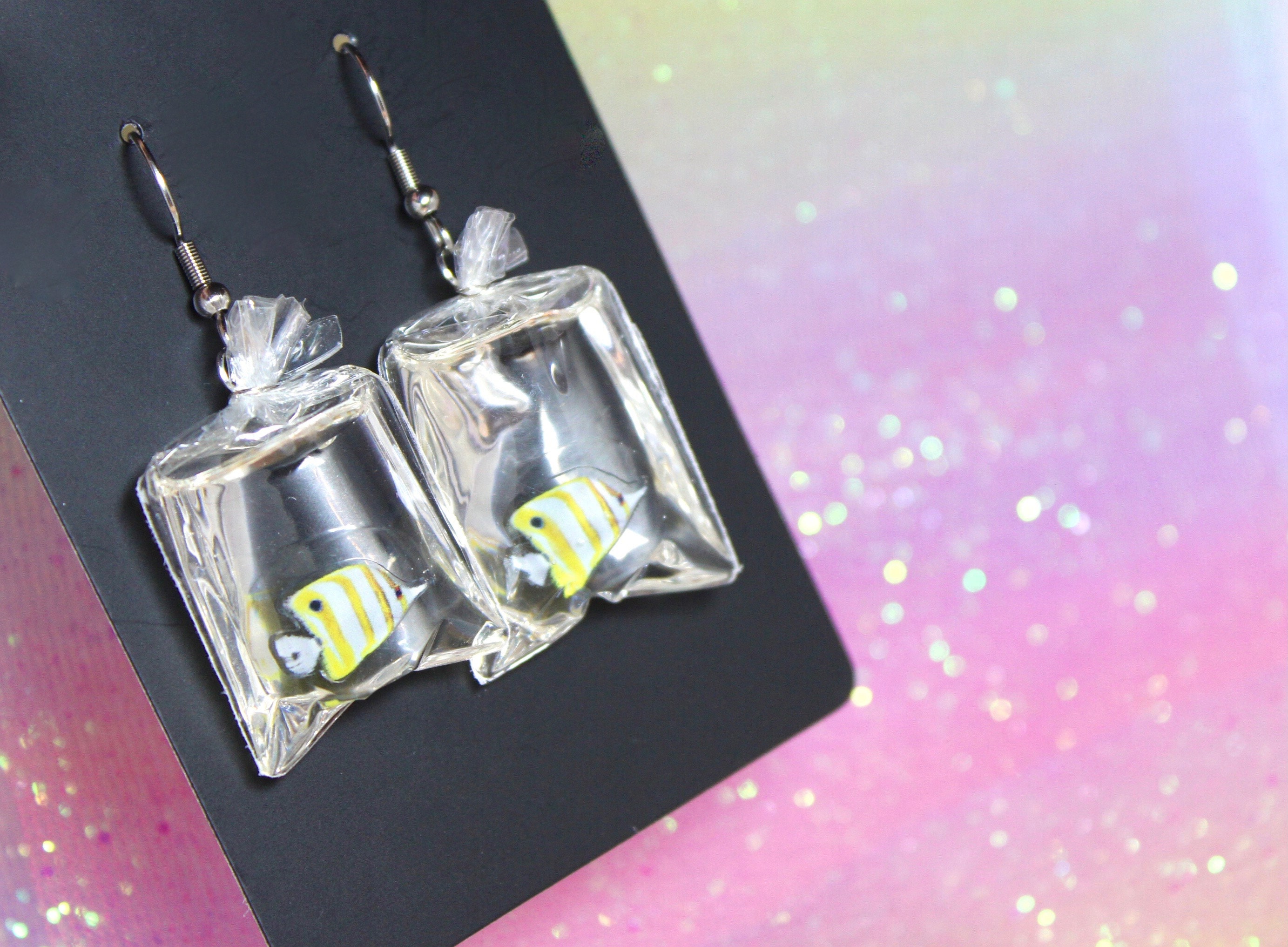 Tropical Fish in a Bag Earrings, Stainless Steel Hooks, Ocean, Sea Life,  Coral Reef, Quirky Aquarist Accessory, Fun Unusual Gift for Pisces - Etsy