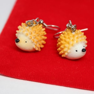 Hedgehog Earrings, Steel Hooks, Wild Animal Jewelry, Funny Cute Gift For Friend, Zoology Student