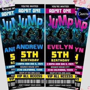 Bearbeitbare Jump Party-Einladung, Jump Geburtstagseinladung, Jump Ticket Einladung, Trampolin Geburtstagseinladungen, Sofort Download