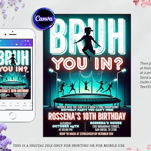 Trampoline Park Birthday Invitation: Jump Party, Editable Template (Digital Download 5x7 in