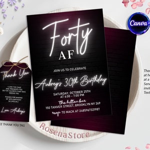 30th Birthday Invitation, 30th Neon Invitation, Talk Thirty To Me 30th Birthday Invitation,Thirty Birthday Invite, Adult Invitation, Any Age