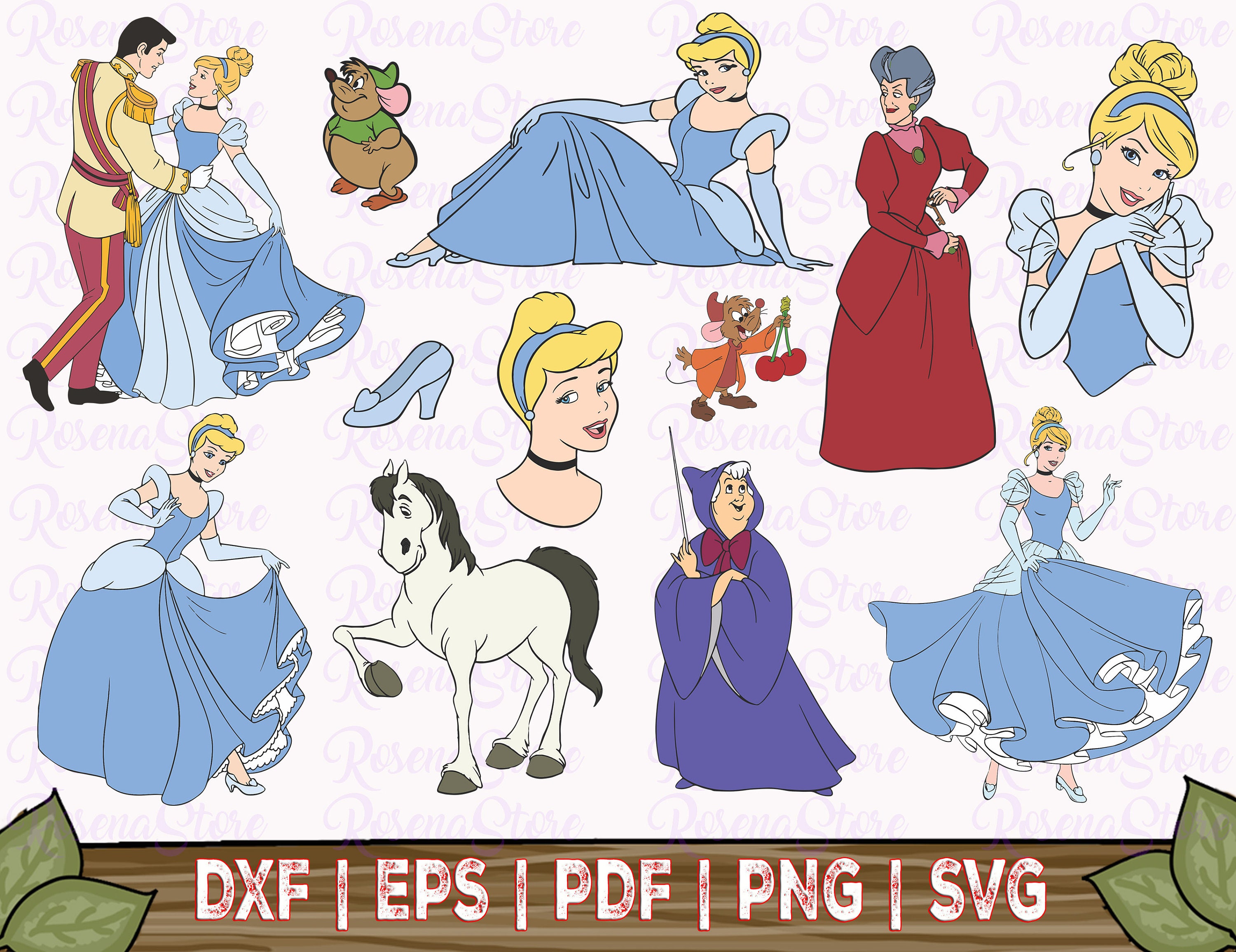 Cinderella Clipart SVG Bundle Cinderella svg disney svg | Etsy