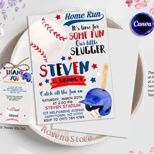 Baseball Birthday Invitation, Baseball Party Invitation, Rookie Of the Year, Sport Invitation, Editable, Printable Instant Download
