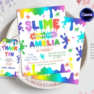 Invitación de cumpleaños de limo EDITABLE, Invitación de limo, Invitación de fiesta de cumpleaños de limo, Invitación de cumpleaños de niña