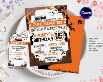 Hunting Birthday Invitation, Camo Birthday Invitation, Oh Deer Hunting Birthday Invitation, Hunting Party Invite, Oh Deer Birthday Invite