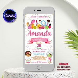 Spa Electronic Invitation, Spa Invite, Spa Birthday Invitation, Beauty Party, Spa Template Download, Spa Party Invitation, Editable invite