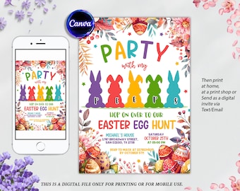 Editable Easter Egg Hunt Invitation: Bunny Peeps Brunch (Digital Download)