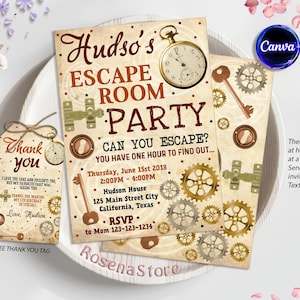 Escape Room Invitations, Escape Room Party, Escape Room invites, Escape Room Birthday Invitation, Mystery Birthday Party, Escape Room theme