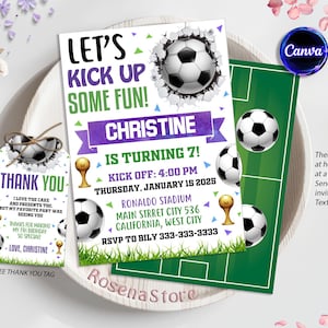 Fußball-Geburtstags-Einladung, Fußballparty, Fußball-Einladung, Fußball-Geburtstag, Fußball-Party einladen, Fußball-Party-Thema, bearbeitbare Einladung
