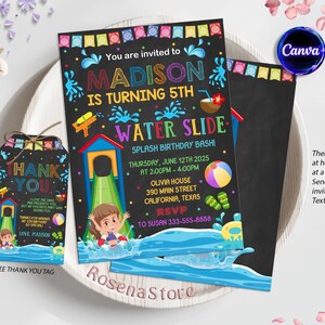 Splish Splash Birthday Invitation, Splash Invitation, Water Park Birthday Invitation, Splash Party Invite, Summer Invitation, Outdoor Party