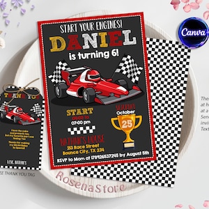 Editable Race Car Invitation, Race Car Birthday Party Invitation, Racing Car Birthday Invitation, Digital Template INSTANT DOWNLOAD