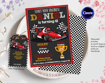Editable Race Car Invitation, Race Car Birthday Party Invitation, Racing Car Birthday Invitation, Digital Template INSTANT DOWNLOAD