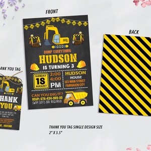 Construction Birthday Invitation, Construction Invitation, Dump Truck Party Invite, Construction Party, Boy Birthday, Birthday Invitation,Editable Invitation,Canva Template,Editable Canva,Dump Truck Party,Construction Party,Construction Invite,truck birthday party,construction theme,dump truck birthday,Truck Party,Boys Birthday,Printable Template, Thank you tag