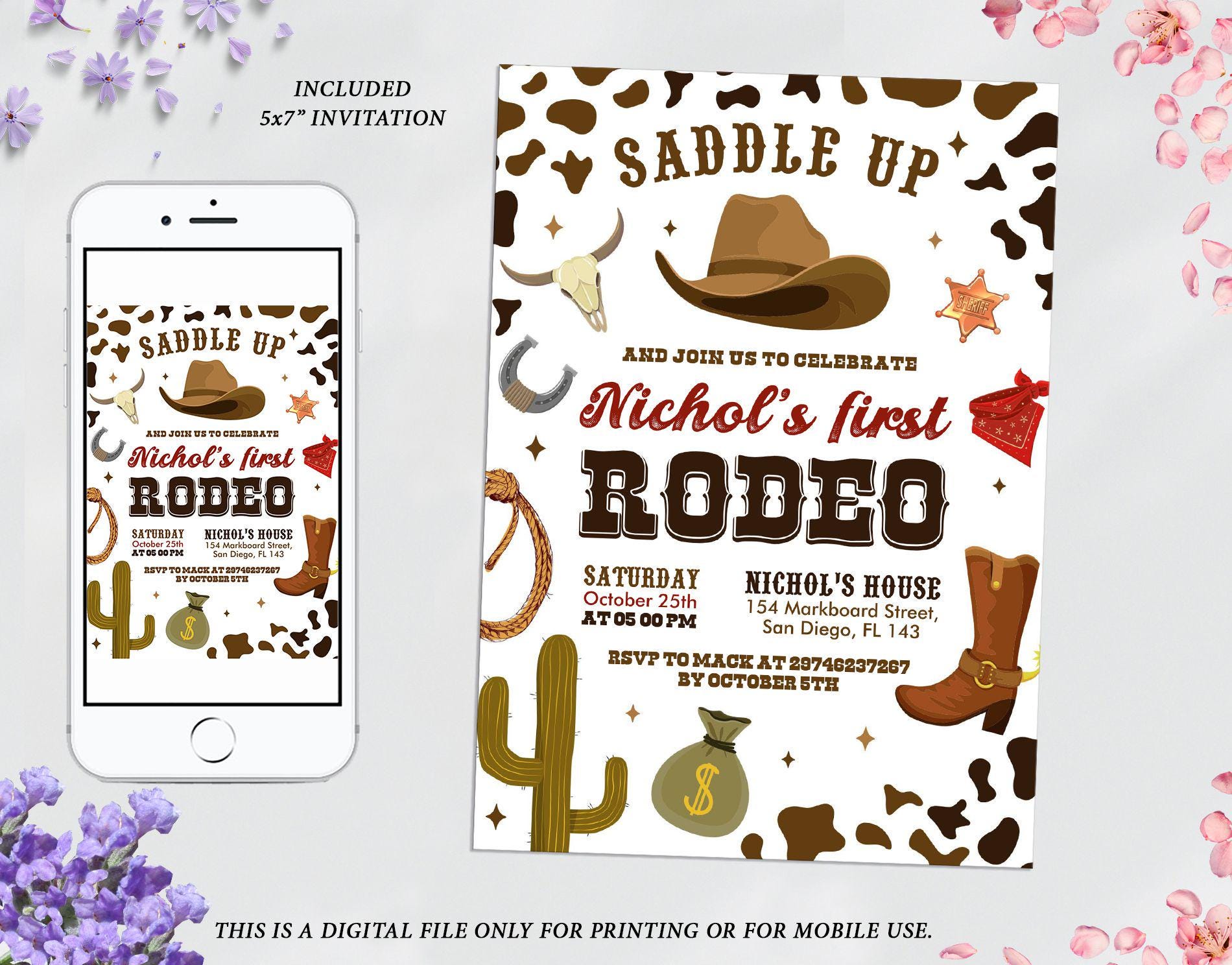 Editable Rodeo Images Editable Rodeo Invitation, First Rodeo Birthday Invitation, Wild West ...