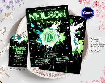 Editable Soccer Birthday Invitation Template, Printable Birthday Party Invitations, Digital Kids Party Invite