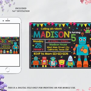 Editable Robot Invitation, Robot Birthday Invitation, Robot Birthday ...