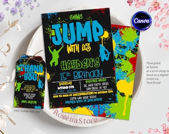 Invitación a la fiesta de cumpleaños de Trampoline Park, invitación a Trampoline Park, invitación a fiesta de salto, invitaciones a Trampoline Park, invitación para niños