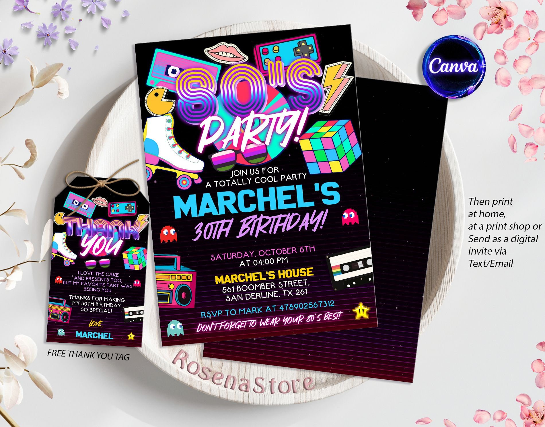 Editable 80s Party Invitation Back to the 80s Throwback Party House Party Birthday Invitation 80s Theme Printable or Digital