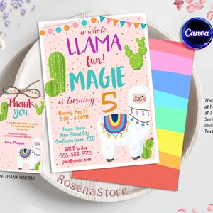 Llama Invitation, Llama Birthday Invitation Printable, Llama Fun Party Invite, Fiesta Llama Birthday Invitation, EDITABLE, INSTANT DOWNLOAD