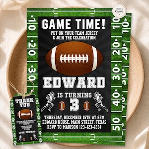 Football Birthday Invitation, American Football Party Invite, Sports Birthday Invitation, Game Time Birthday, Editable Canva Template