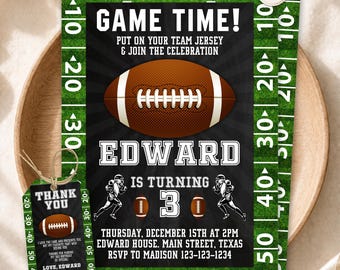 Football Birthday Invitation, American Football Party Invite, Sports Birthday Invitation, Game Time Birthday, Editable Canva Template