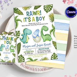 Dinosaur Baby Shower Invitation, Printable Dino Baby Shower Invite, Instant Download, Boy Baby Shower Invite, Girl Baby Shower Invite