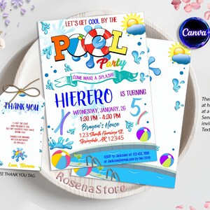 Pool Party Invitation, Pool Party Birthday Invitation, Summer Party Invitation, Cool By The Pool, Pool Party Invite, Summer Birthday Invite