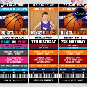 Basketball Ticket Invitation, Basketball Baby Shower Invitation, Basketball Birthday Invitation, Sport Ticket Party Invite, Instant Download