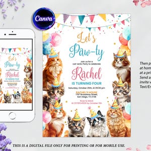 Cat Birthday Fill-in Invitations Cards With Envelopes (20