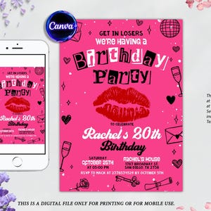 Mean Girls Inspired Birthday Invitation, Pink Girls Birthday Party Invitation,Girl Birthday Party Invite, Mean Girl&#39;s Night Party