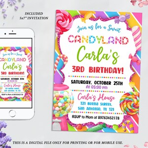 Candyland Invitation,Cand Candyland,Candyland Theme,Candy Birthday,Sweet Celebration,Lolipos Invite,Sweet Candyland,Kids Invitation,Girl Birthday Party,Sweet Girl Invite