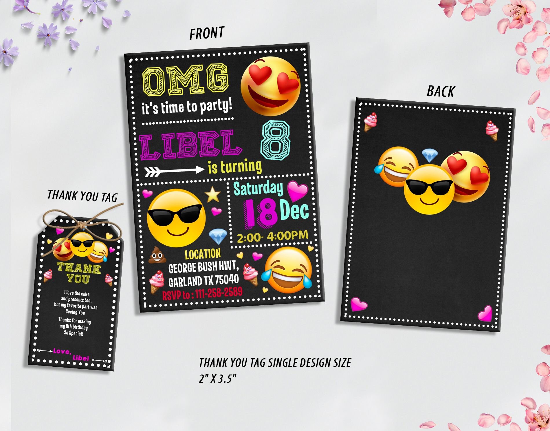 Emoji Birthday Invitation, Emoji Invitation, Emoji Invite, Emoji Party ...