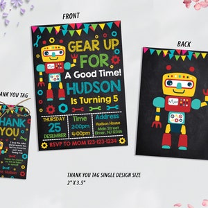 Editable Robot Birthday Invitation, Robot Invitation, Robot Party ...