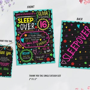 May include: A black and white thank you tag with a colorful border. The text reads "Thank you. I love the presents but my favorite part was seeing you! Thanks for making my 16th birthday so special. Love, Olivia."