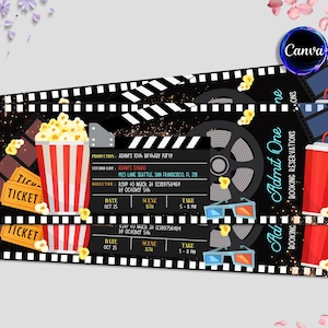 Movie Night Ticket Invitation, Movie Birthday Party Invitation, Movie Night Party Invite, Movie Cinema Invitation, Surprise Movie Night