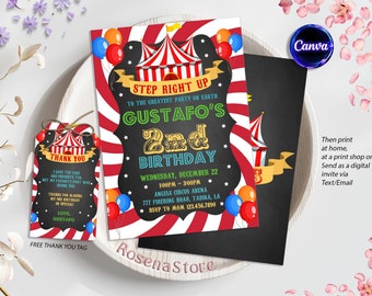 Editable Carnival Circus Invitaion, Carnival Birthday Invitation, Circus Party Invitation, Carnival Invite Theme